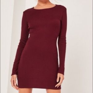 Mini long sleeve burgundy dress